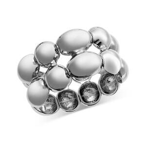 Silver-Tone Sculptural Bead Double Row Flex Bracelet